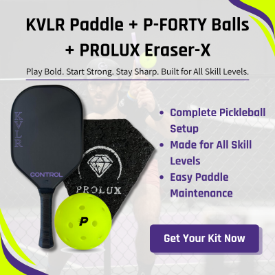 Pickleball Starter Kit – KVLR Paddle (USA Pickleball Approved) + P-FORTY Balls + PROLUX Eraser-X